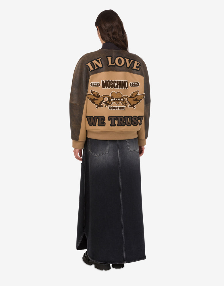 Cazadora bomber de paño de lana Marrón Moschino 2