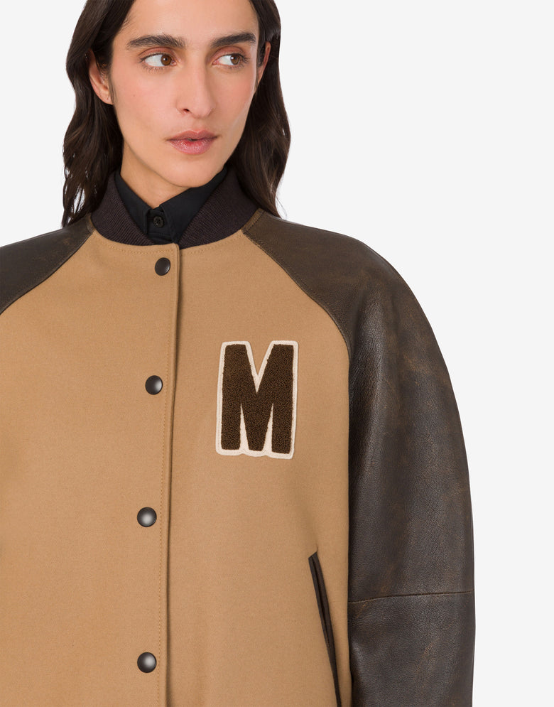 Cazadora bomber de paño de lana Marrón Moschino 3