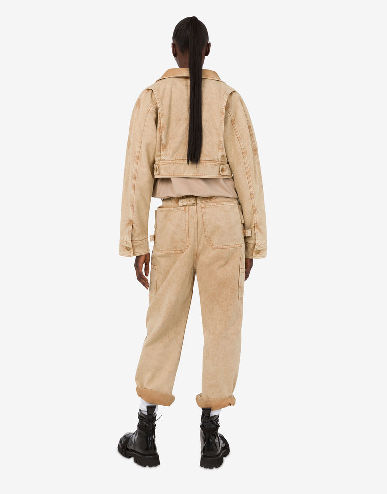 Garment-dyed drill jacket Beige Moschino 2