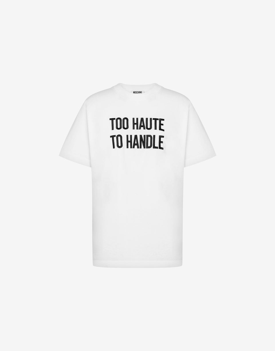 Embroidered organic cotton jersey T-shirt White Moschino 0