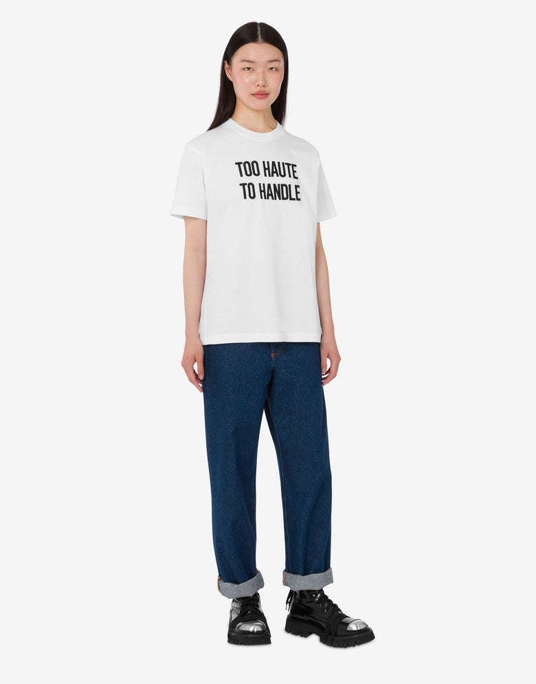 Embroidered organic cotton jersey T-shirt White Moschino 1