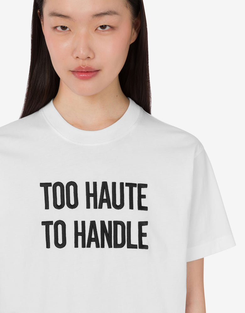 Embroidered organic cotton jersey T-shirt White Moschino 4