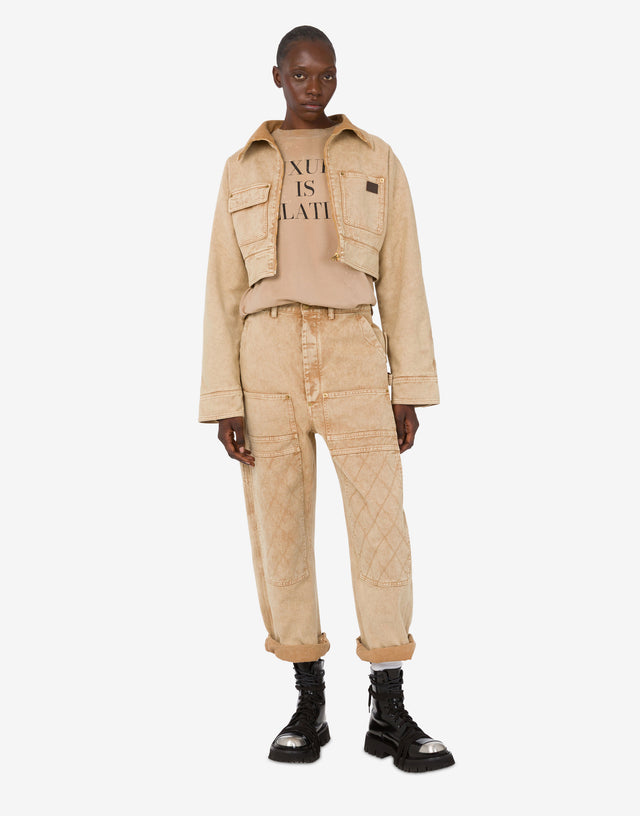 Camiseta estampada de algodón grueso Beige Moschino 1