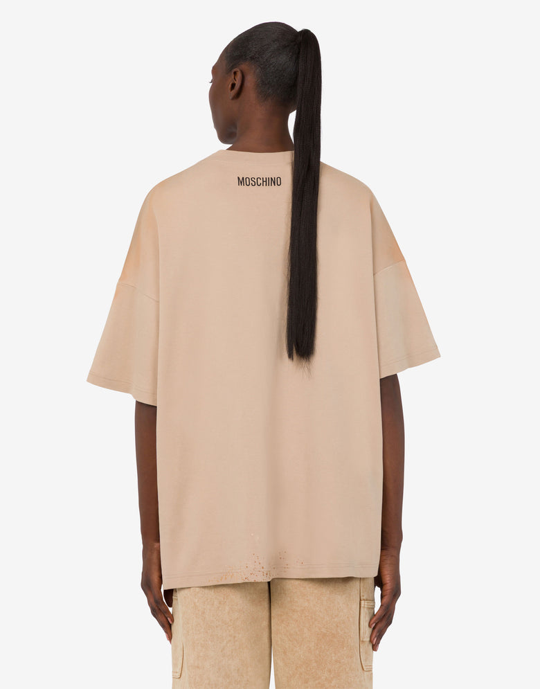 Camiseta estampada de algodón grueso Beige Moschino 3