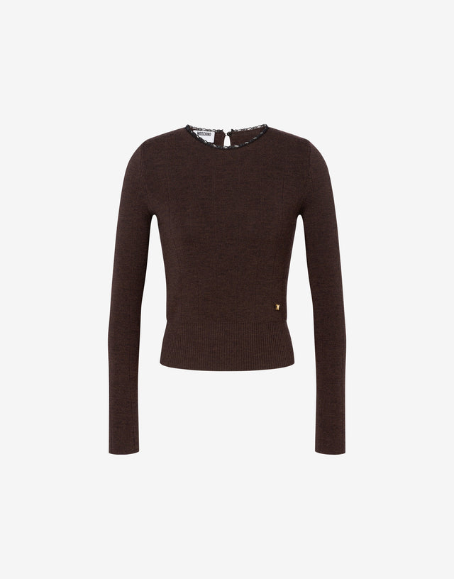 Merino wool sweater Dark brown Moschino 0