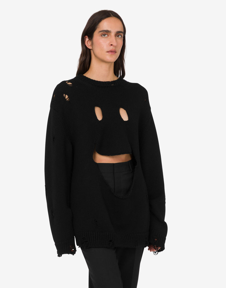 Oversized pullover in carved wool Black Moschino 2