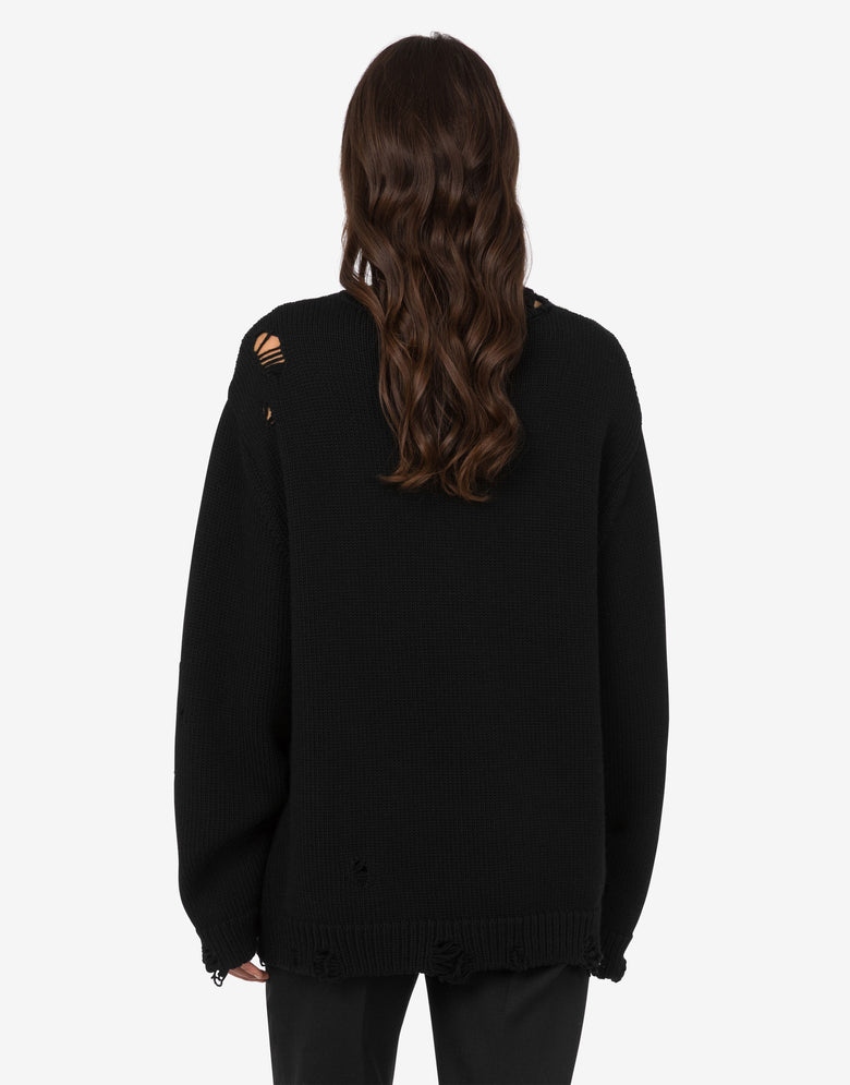 Oversized pullover in carved wool Black Moschino 3