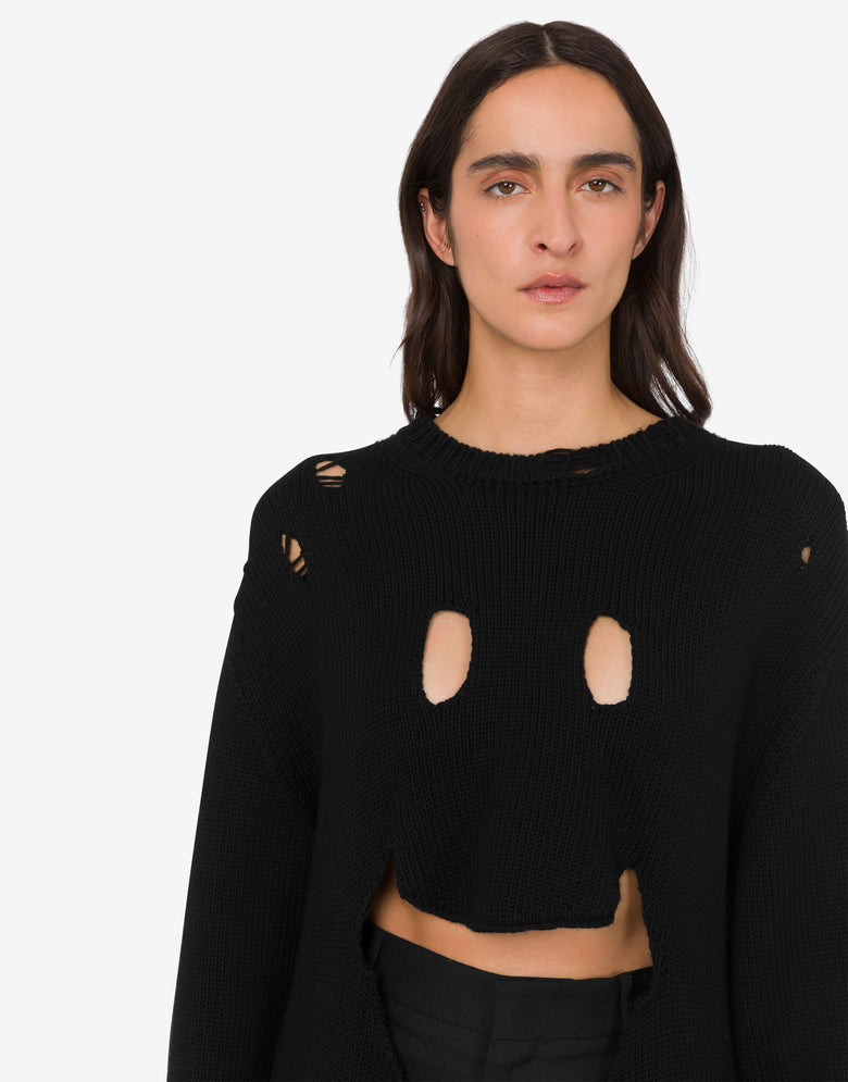 Oversized pullover in carved wool Black Moschino 4