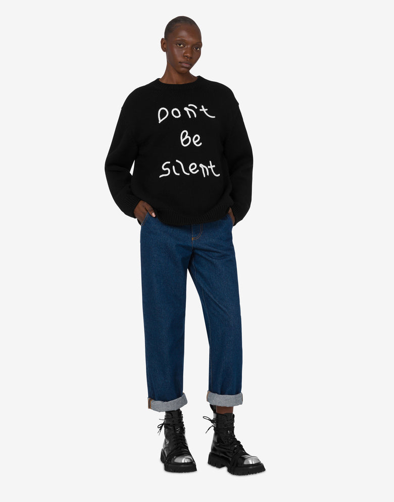 Embroidered merino wool pullover Black Moschino 1