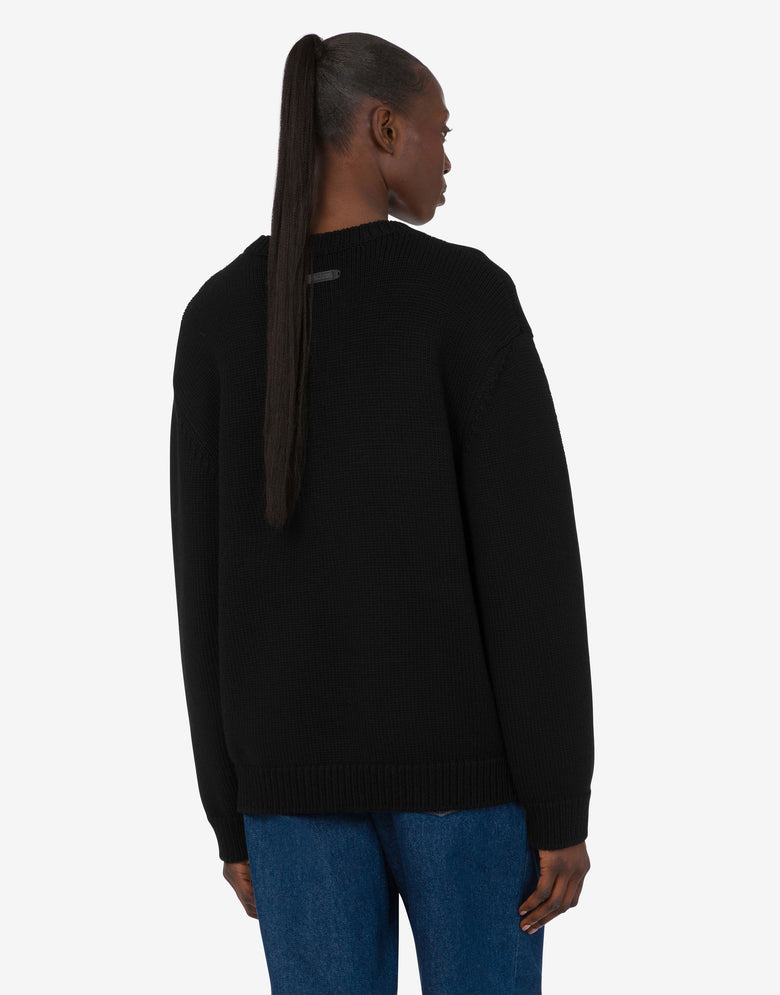Embroidered merino wool pullover Black Moschino 3