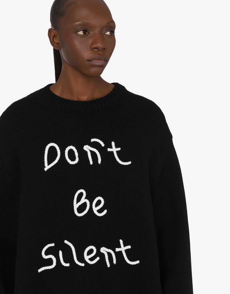 Embroidered merino wool pullover Black Moschino 4