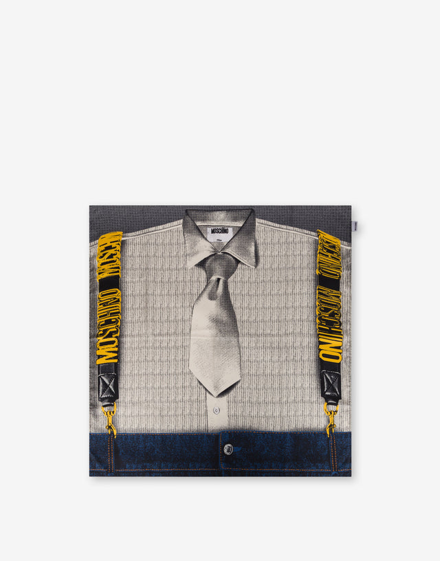 Printed silk twill scarf White Moschino 0