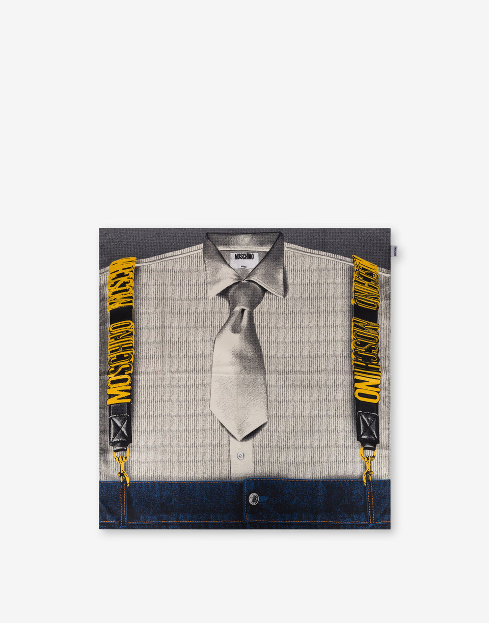 Pañuelo de sarga de seda estampada Blanco Moschino 0