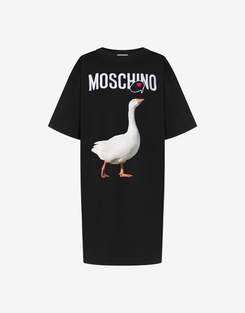 Goose organic cotton jersey dress Black Moschino 3
