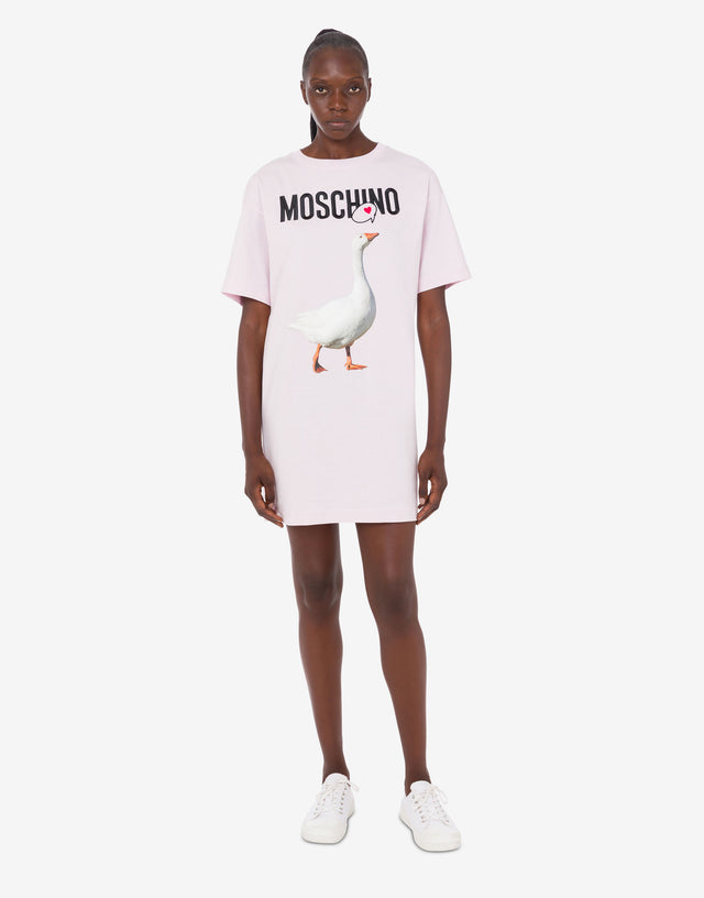 Goose organic cotton jersey dress Confetti pink Moschino 1