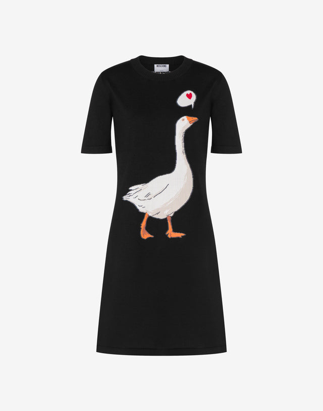 Goose cotton knit dress Black Moschino 0