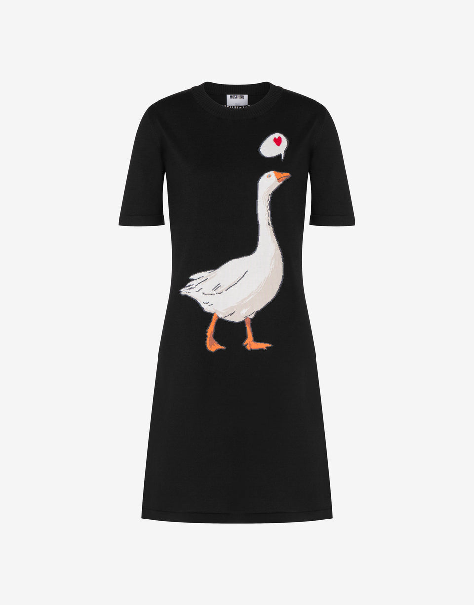 Vestido de punto de algodón de oca Negro Moschino 0