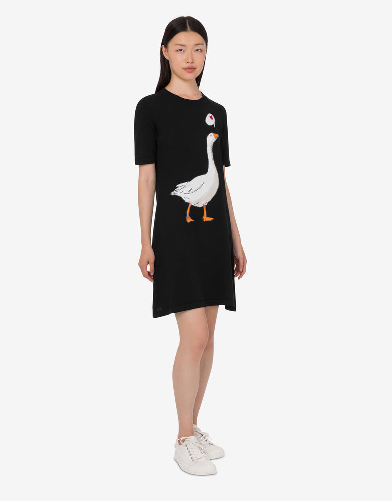 Vestido de punto de algodón de oca Negro Moschino 1