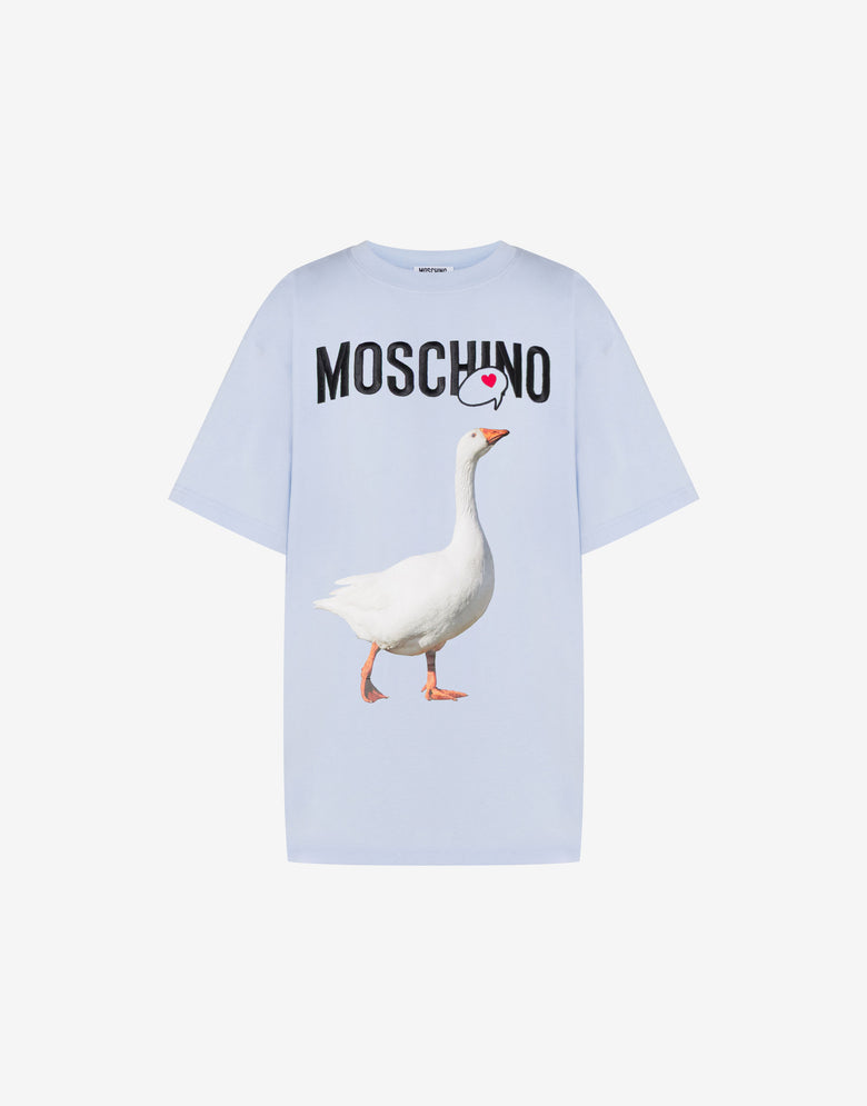 Goose organic cotton jersey T-shirt Azure Moschino 4