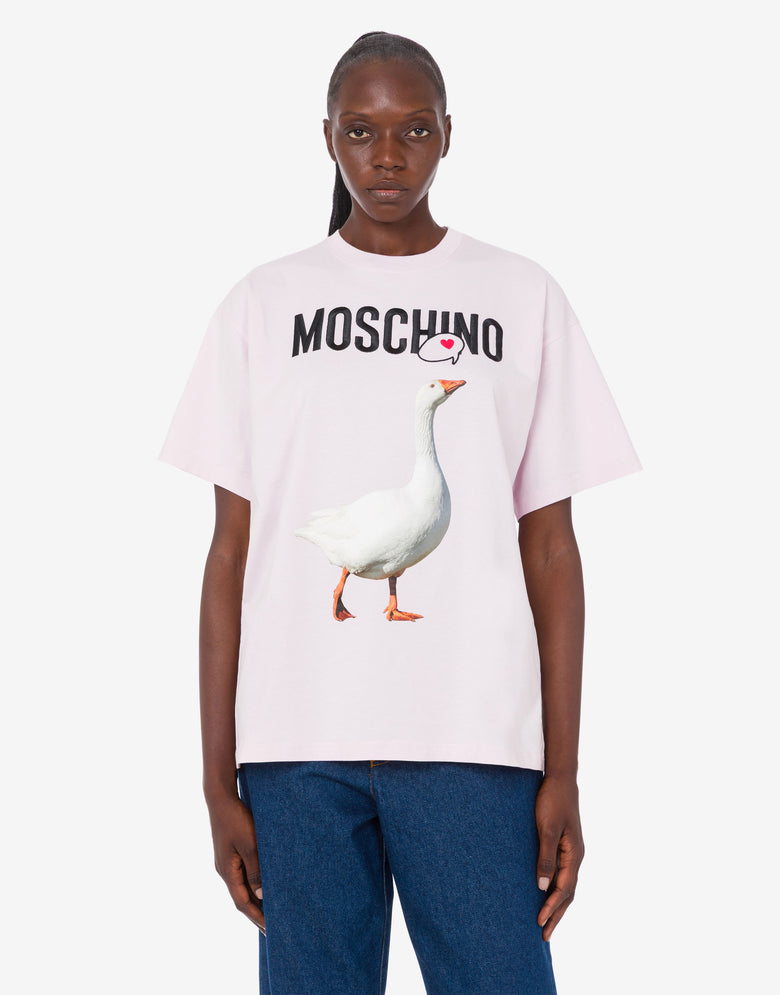 Goose organic cotton jersey T-shirt Confetti pink Moschino 2