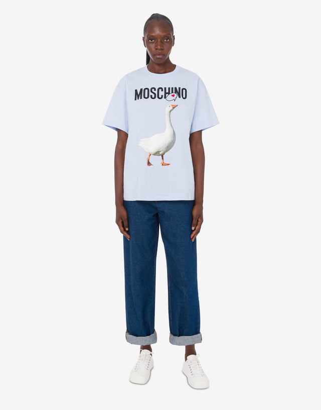 Goose organic cotton jersey T-shirt Azure Moschino 1