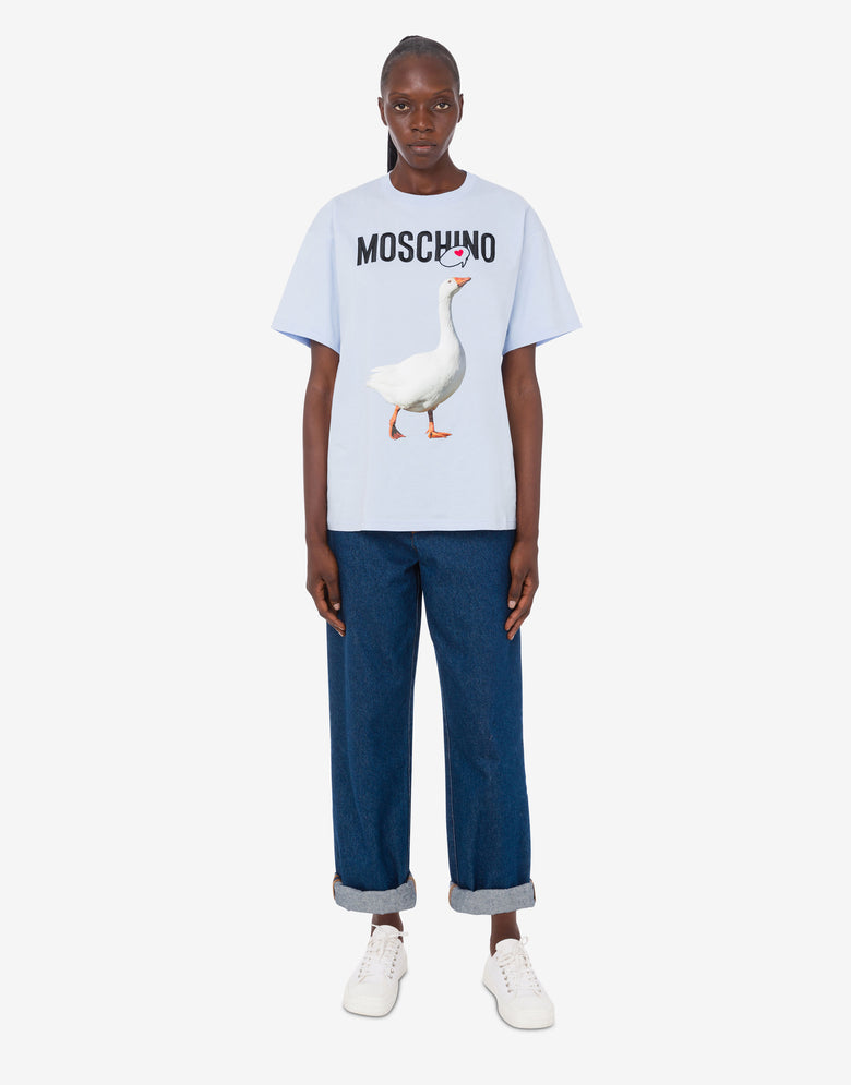 Goose organic cotton jersey T-shirt Azure Moschino 1