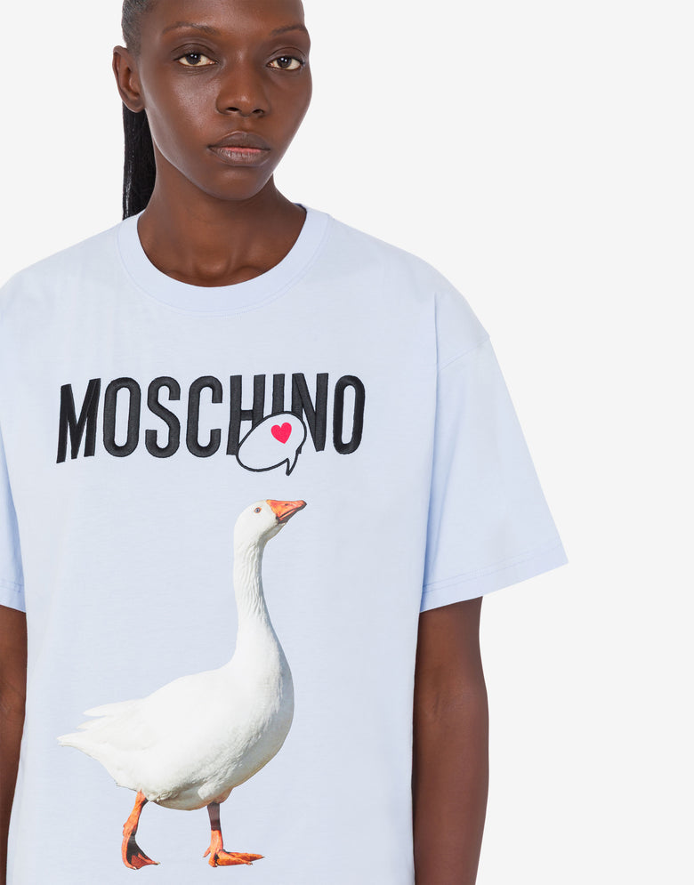 Goose organic cotton jersey T-shirt Azure Moschino 3