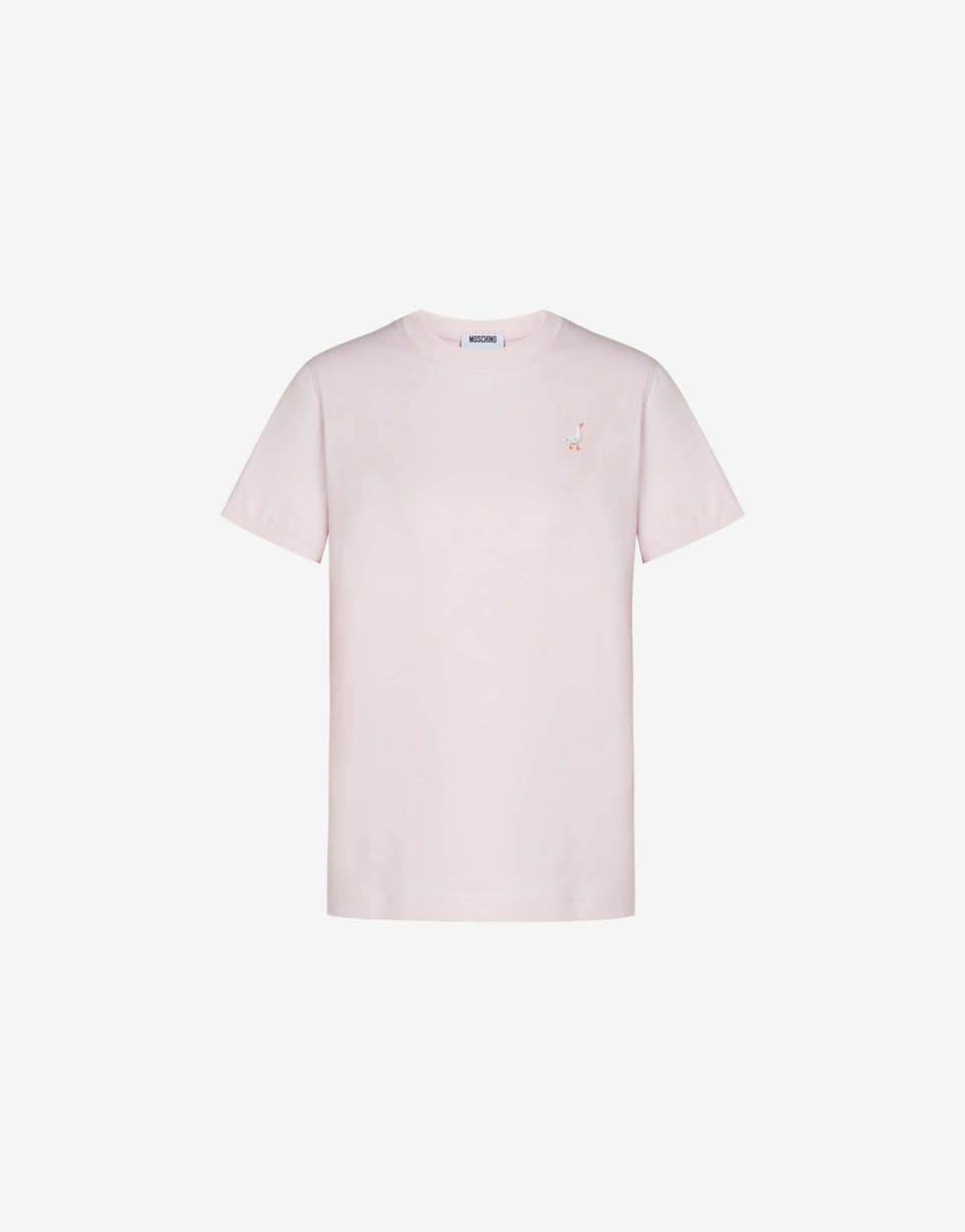 Camiseta de punto de algodón orgánico Goose Rosa pastel Moschino 0