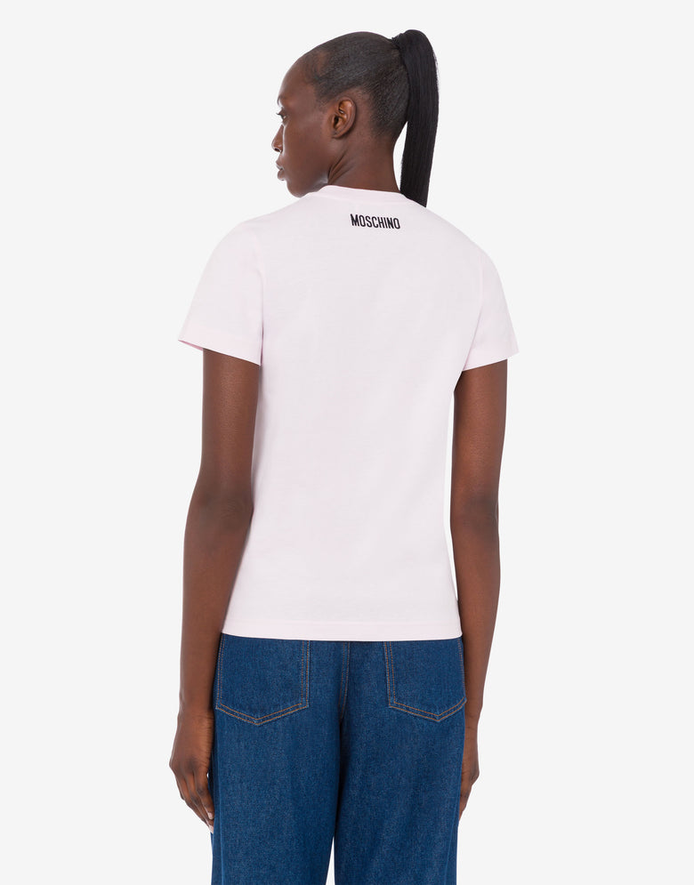 Camiseta de punto de algodón orgánico Goose Rosa pastel Moschino 3
