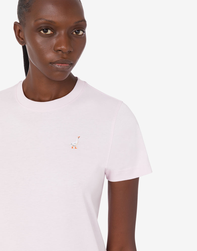 Camiseta de punto de algodón orgánico Goose Rosa pastel Moschino 4