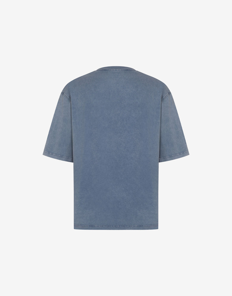 Camiseta de punto de algodón orgánico Laurel Crown Azul Moschino 1