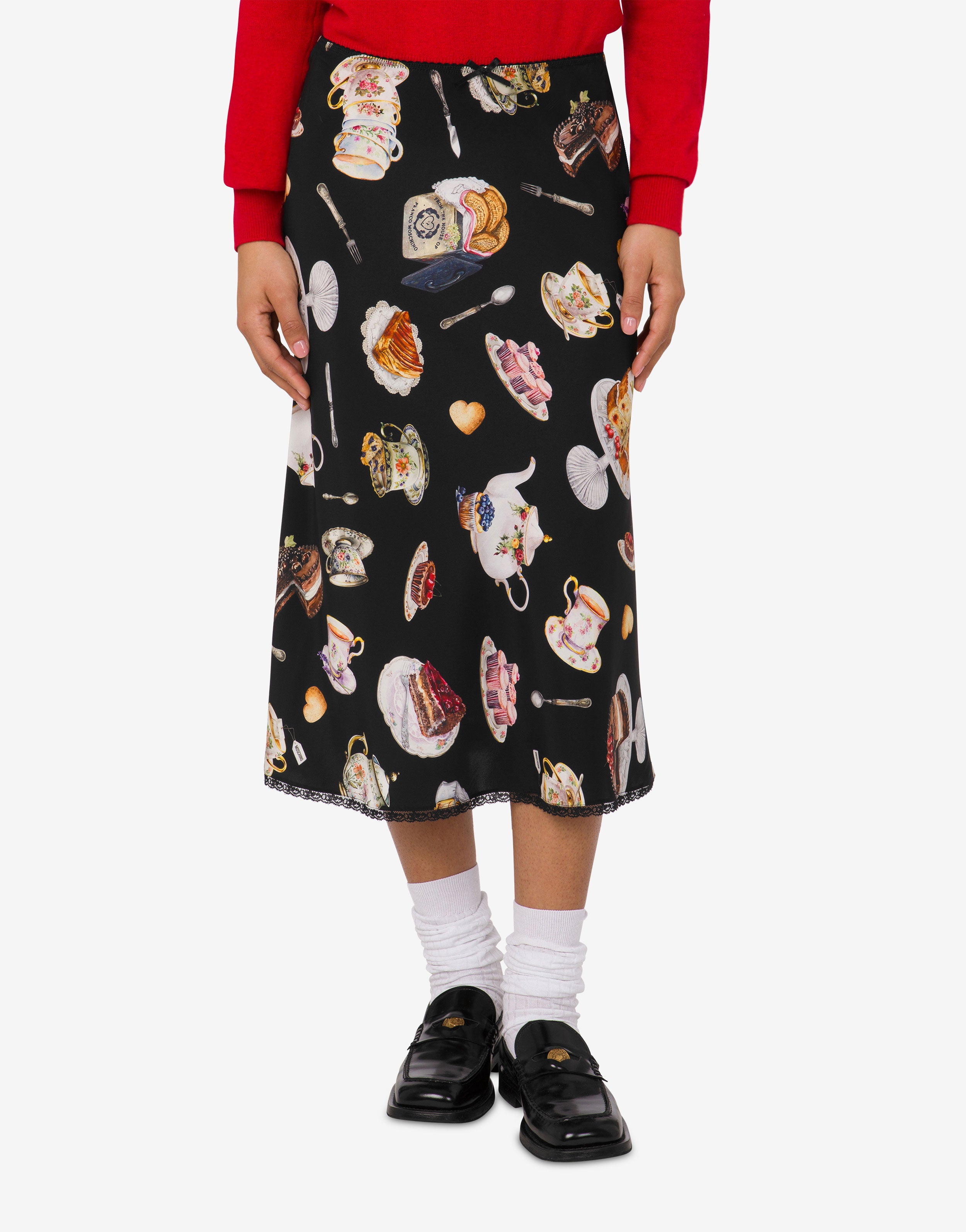 Printed silk satin skirt | Moschino