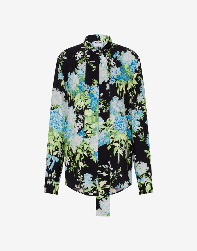Camisa de satén de seda estampada Negro Moschino 0