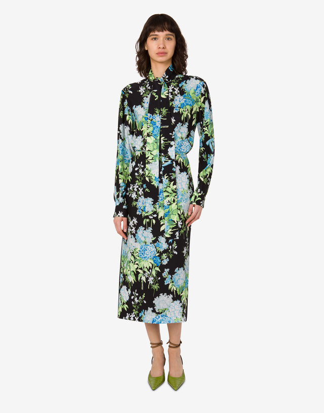 Camisa de satén de seda estampada Negro Moschino 1