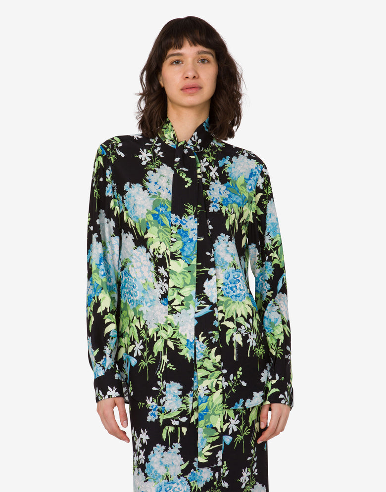 Camisa de satén de seda estampada Negro Moschino 2
