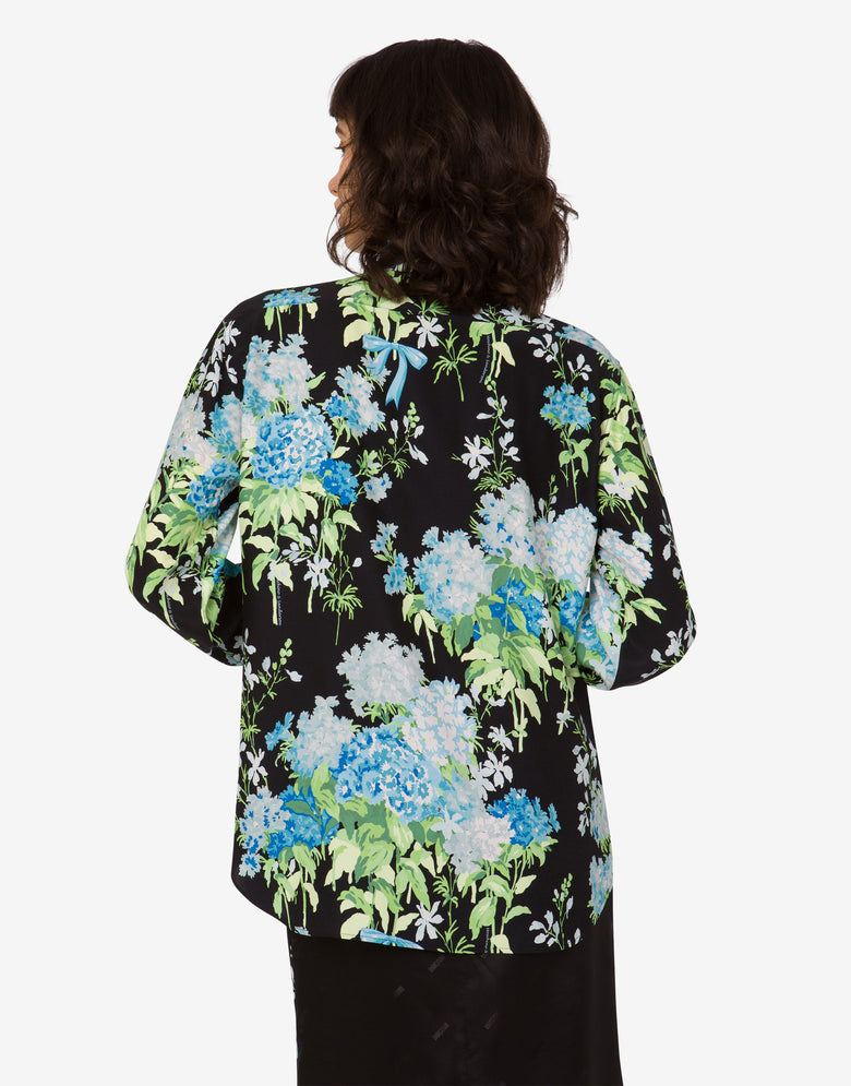 Camisa de satén de seda estampada Negro Moschino 3