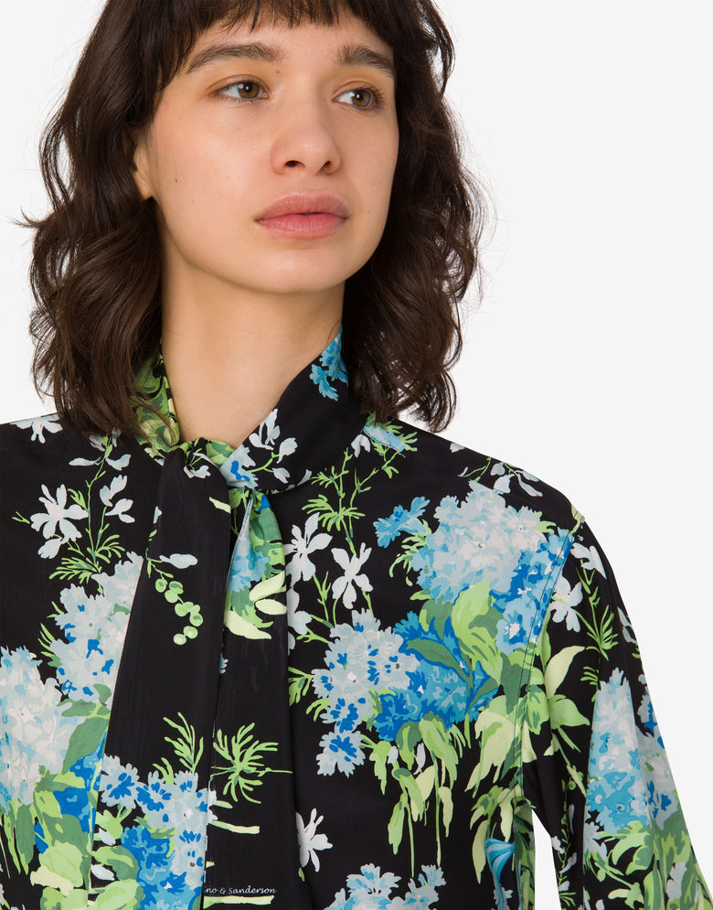 Camisa de satén de seda estampada Negro Moschino 4