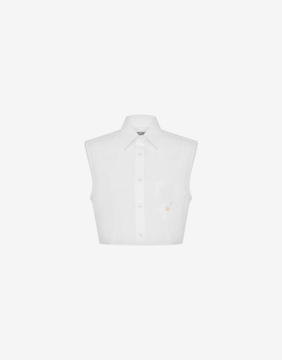 Camisa corta de popelín de algodón Goose Blanco Moschino 0