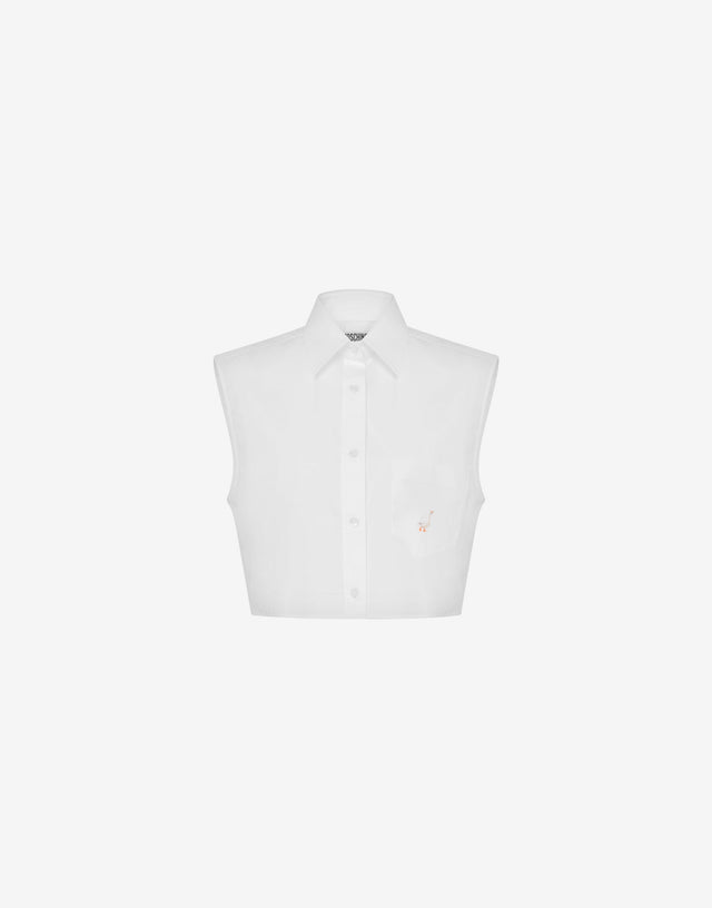Camisa corta de popelín de algodón Goose Blanco Moschino 0