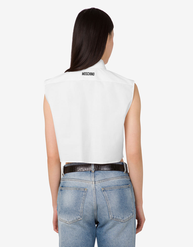 Camisa corta de popelín de algodón Goose Blanco Moschino 3