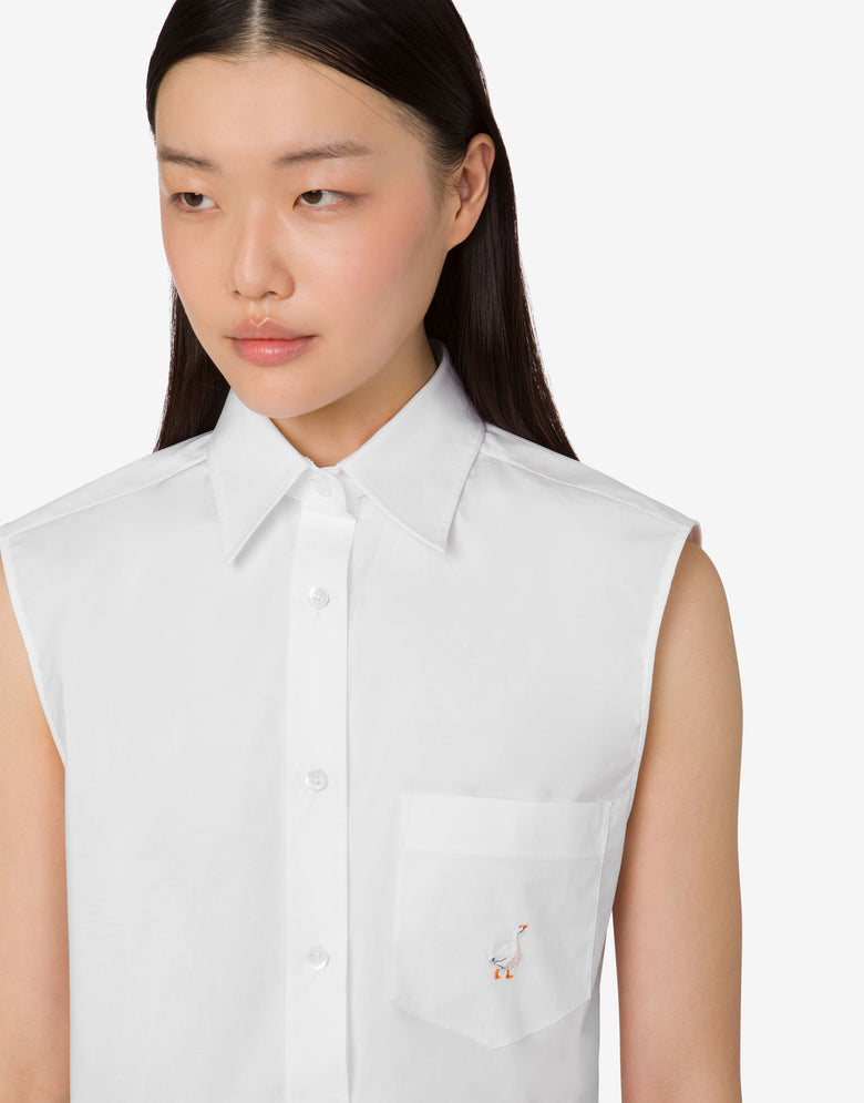 Camisa corta de popelín de algodón Goose Blanco Moschino 4