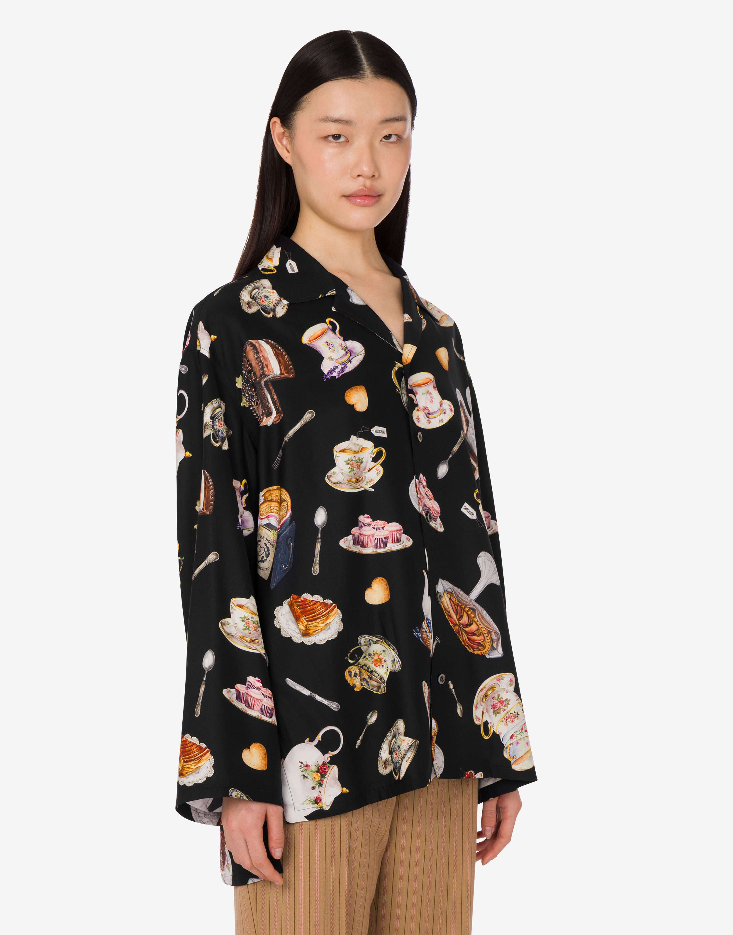 Printed silk satin shirt | Moschino