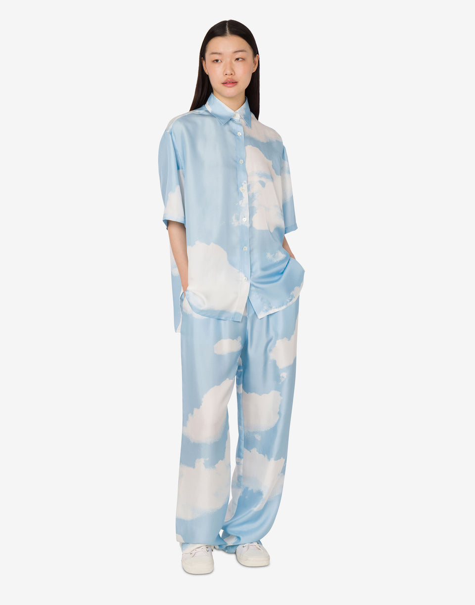 Camisa de sarga de seda Archive Clouds Celeste Moschino 1
