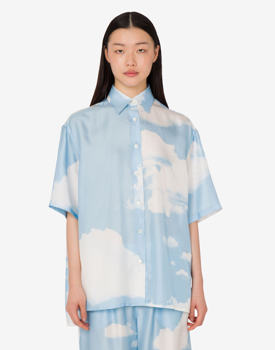 Camisa de sarga de seda Archive Clouds Celeste Moschino 0