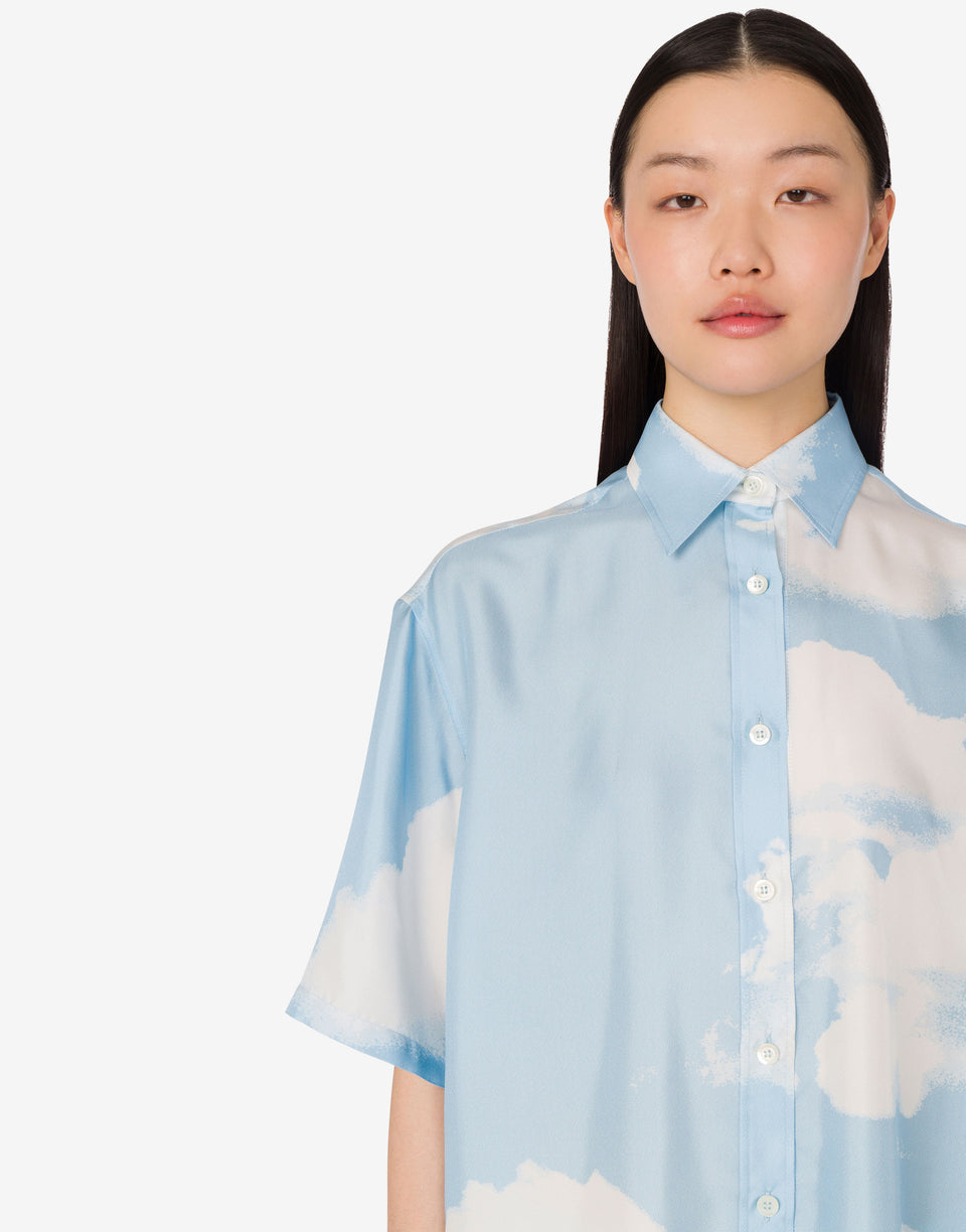 Camisa de sarga de seda Archive Clouds Celeste Moschino 1