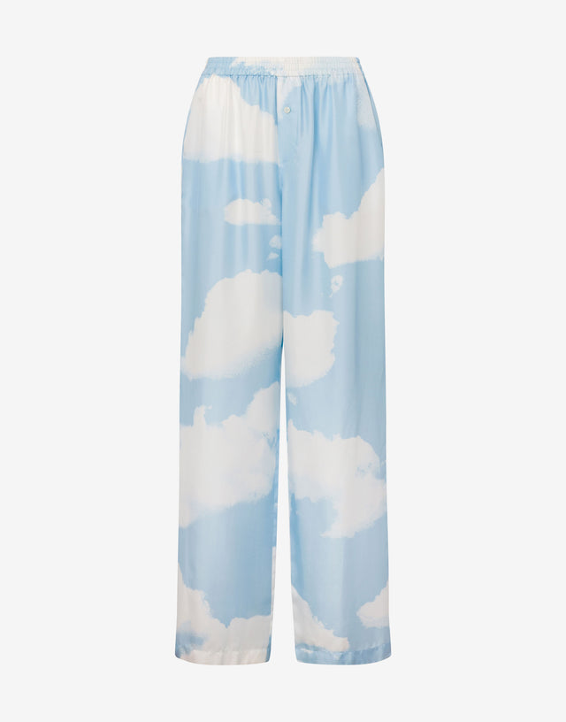 Silk twill pants Archive Clouds Azure Moschino 0