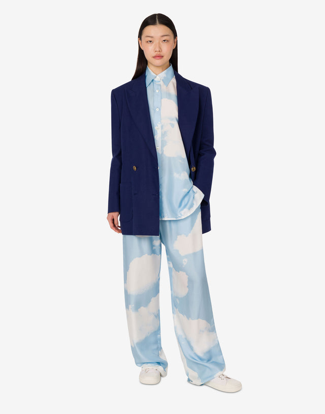 Silk twill pants Archive Clouds Azure Moschino 1