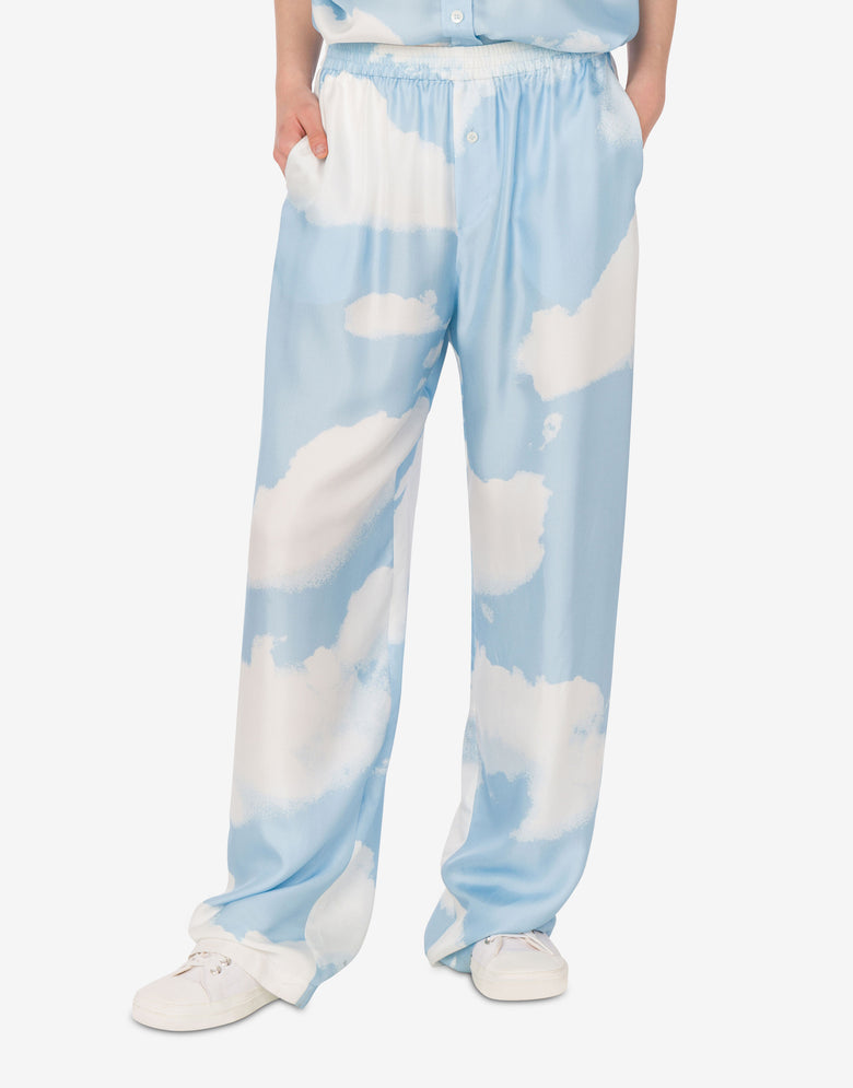 Pantalones de sarga de seda Archive Clouds Celeste Moschino 2