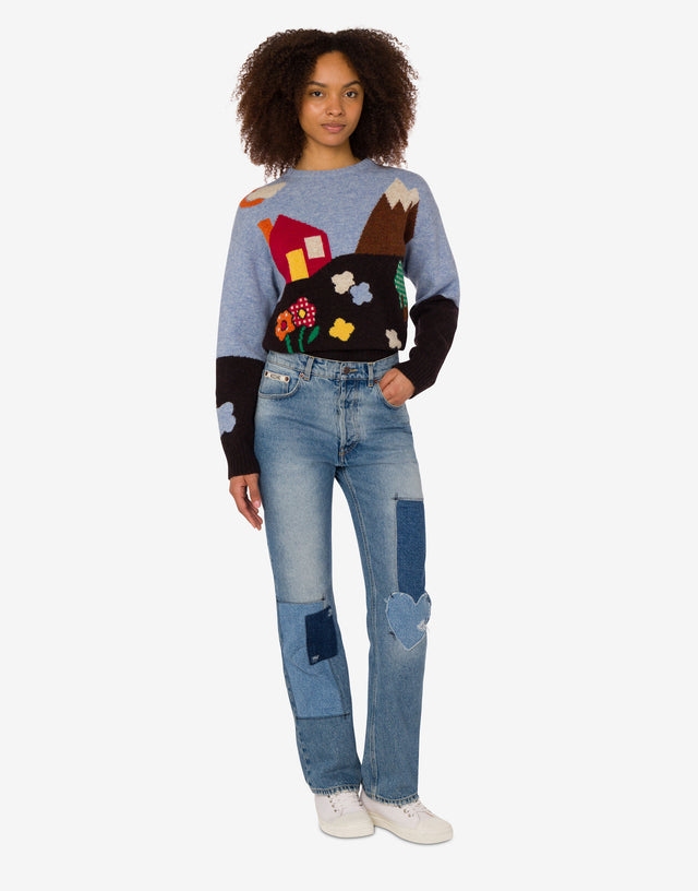 Pantalón vaquero patchwork Blue Denim Moschino 1