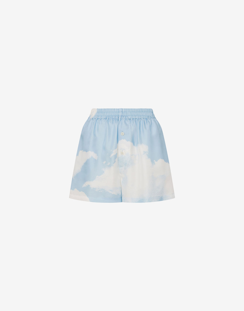 Pantalones cortos de sarga de seda Archive Clouds Celeste Moschino 0